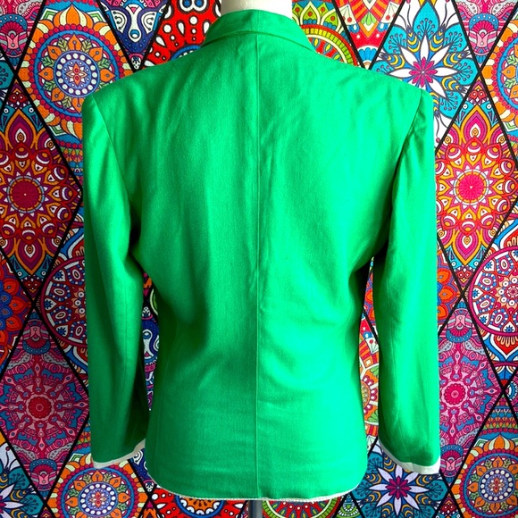 Vintage 1980s Louis Féraud Green Double Breasted Blazer Sz 10 - Picture 3 of 10